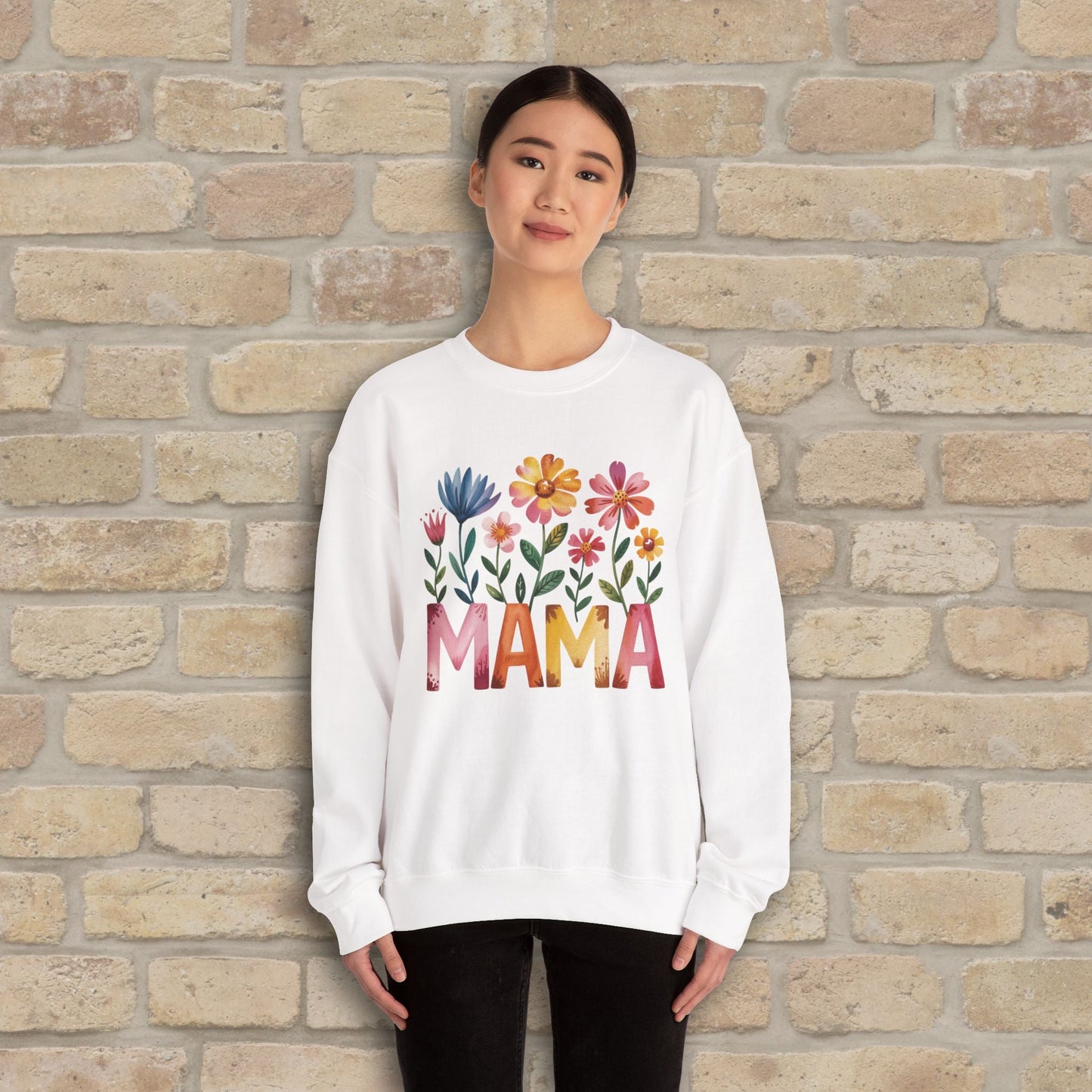 Graphic & Text Wildflower Mama Sweatshirt - Vibrant Styles