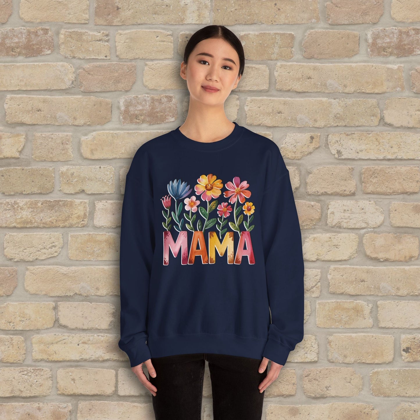 Graphic & Text Wildflower Mama Sweatshirt - Vibrant Styles