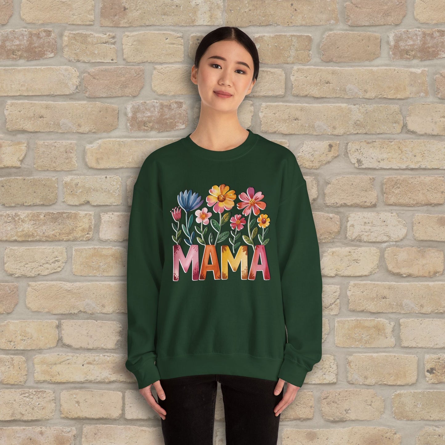 Graphic & Text Wildflower Mama Sweatshirt - Vibrant Styles