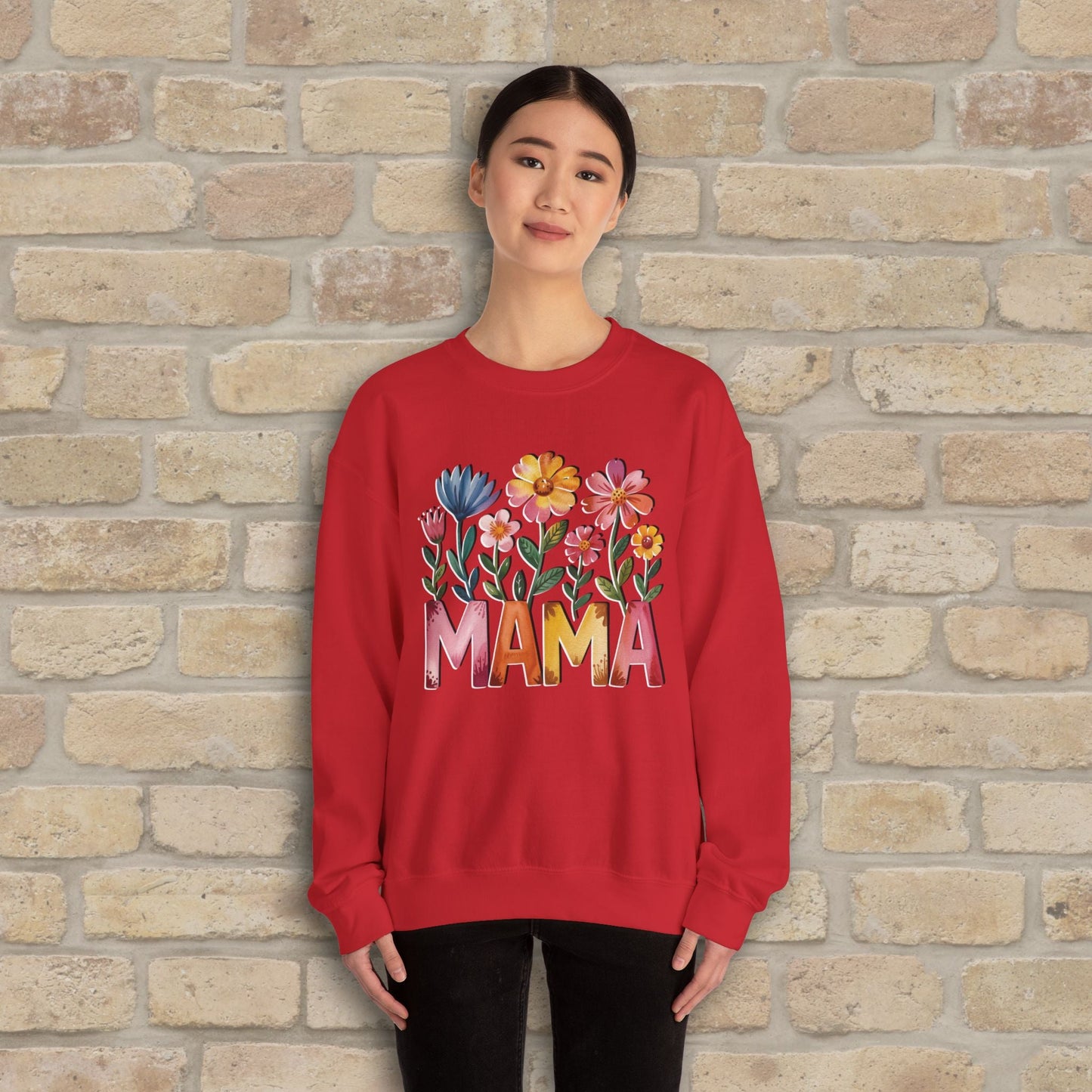 Graphic & Text Wildflower Mama Sweatshirt - Vibrant Styles