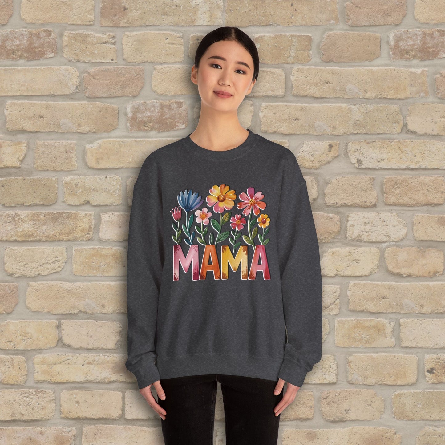 Graphic & Text Wildflower Mama Sweatshirt - Vibrant Styles