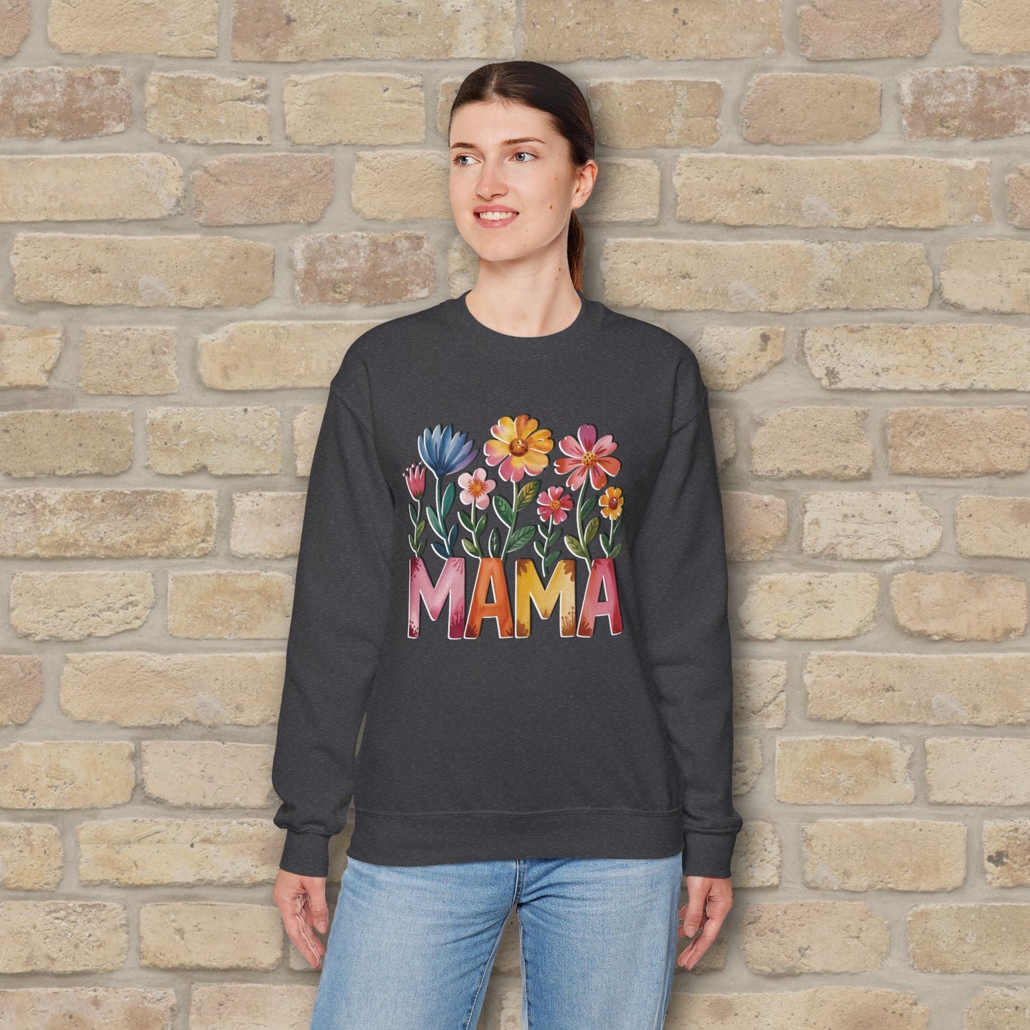 Graphic & Text Wildflower Mama Sweatshirt - Vibrant Styles