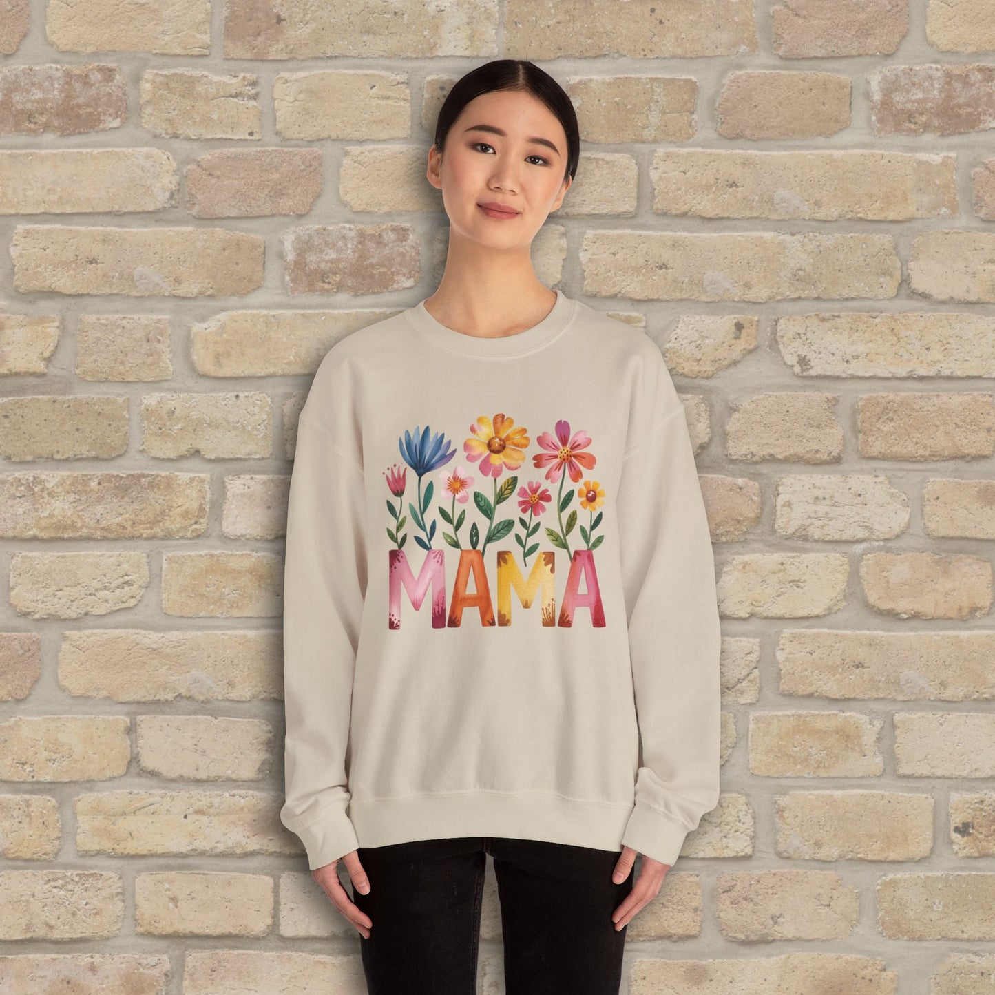 Graphic & Text Wildflower Mama Sweatshirt - Vibrant Styles