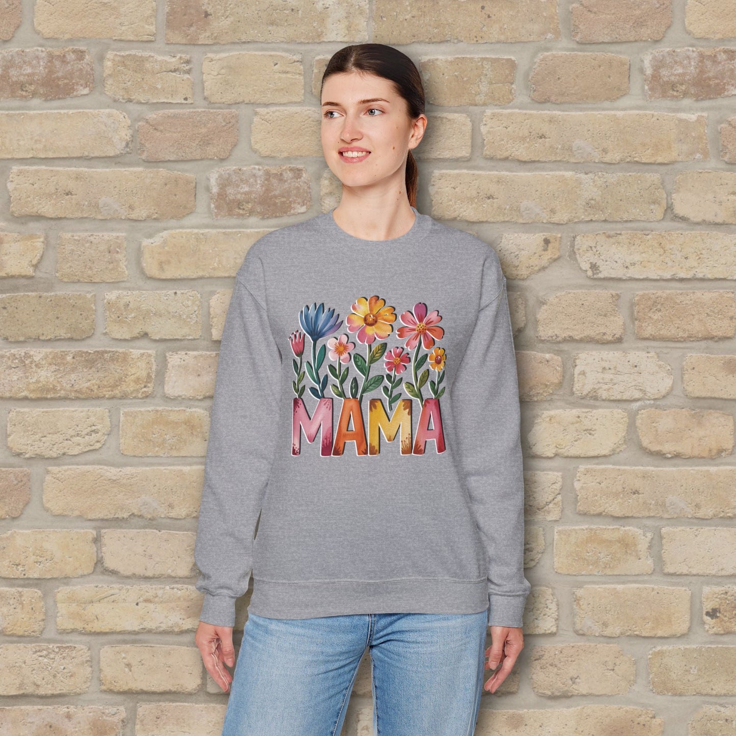 Graphic & Text Wildflower Mama Sweatshirt - Vibrant Styles
