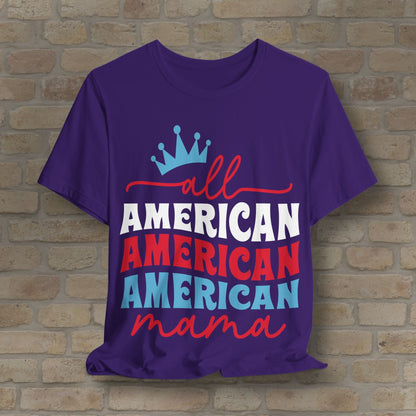 Mostly Text T-Shirts All American Mama Tee - Vibrant Styles