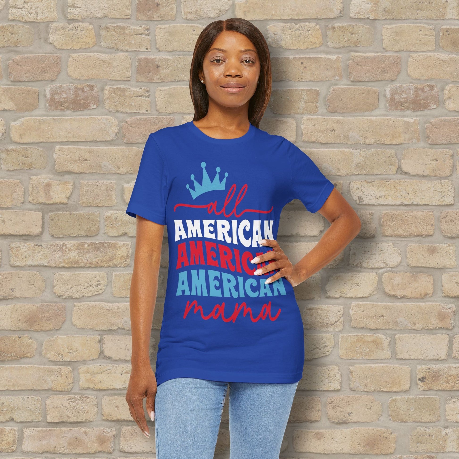 Mostly Text T-Shirts All American Mama Tee - Vibrant Styles