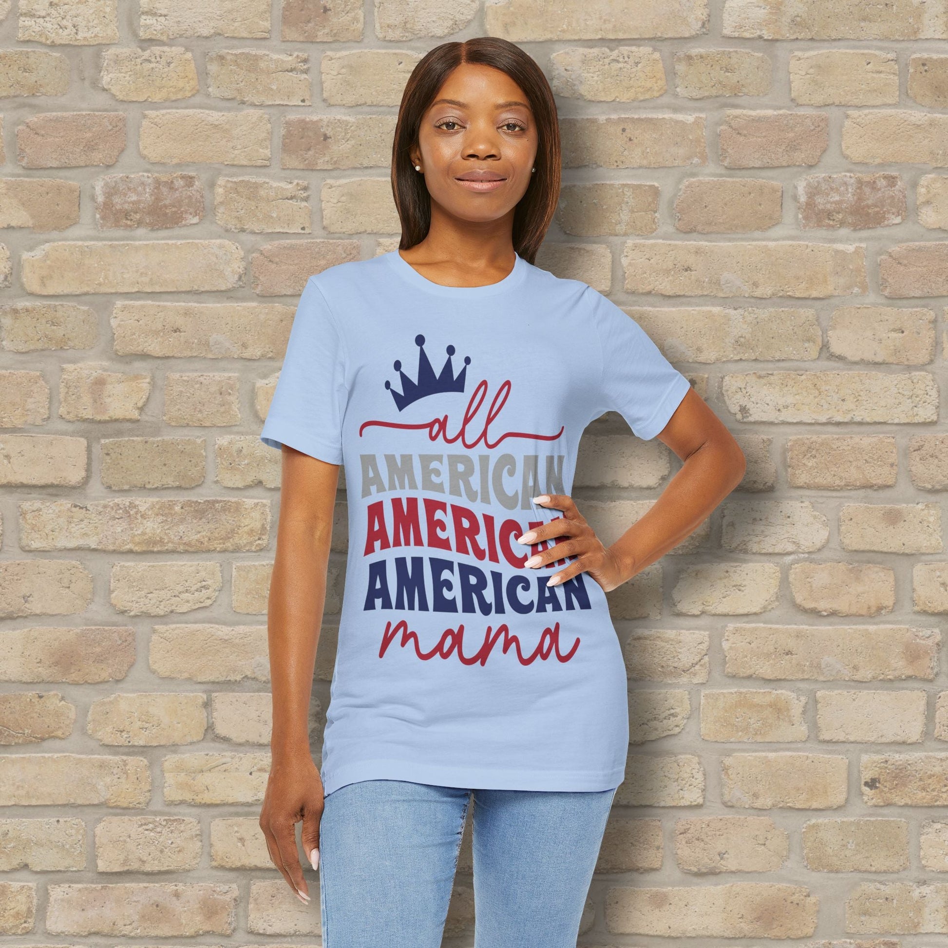 Mostly Text T-Shirts All American Mama Tee - Vibrant Styles