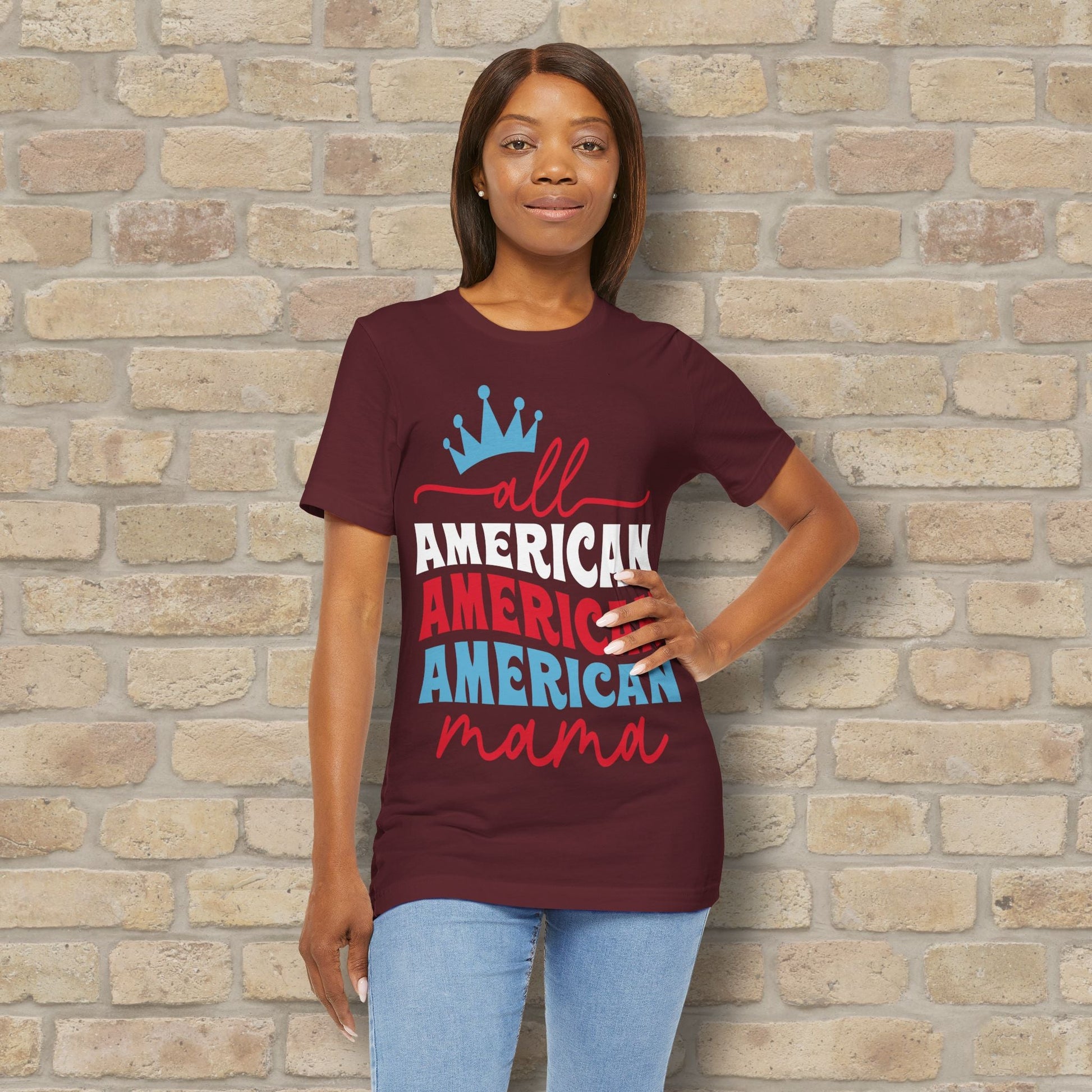 Mostly Text T-Shirts All American Mama Tee - Vibrant Styles