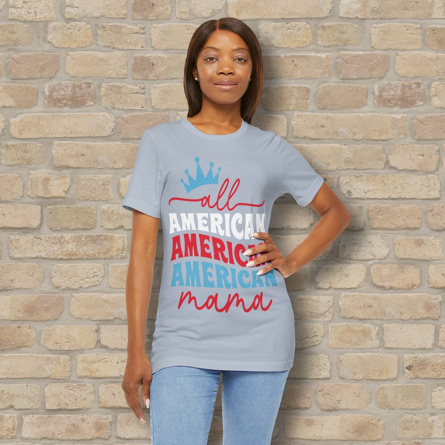 Mostly Text T-Shirts All American Mama Tee - Vibrant Styles