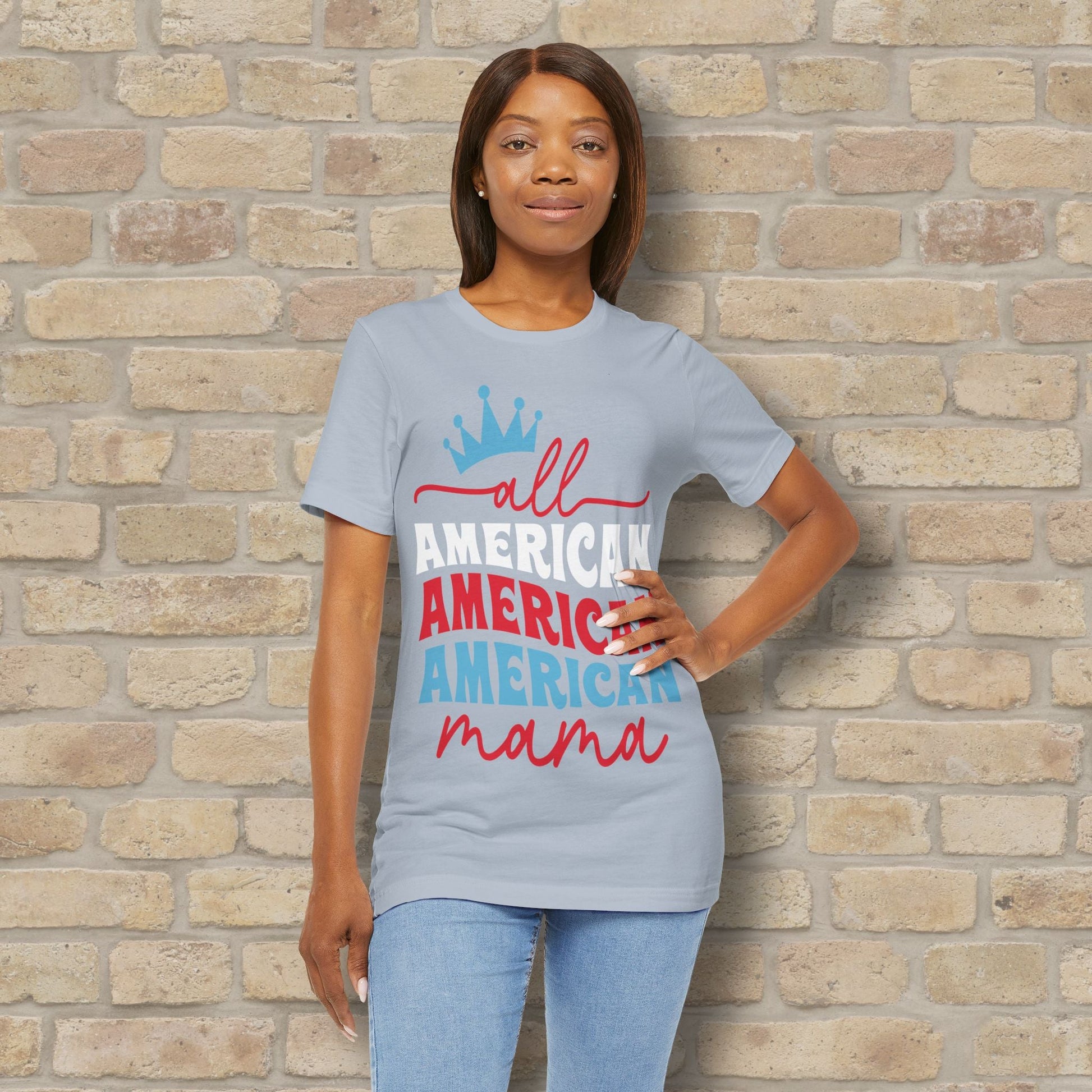 Mostly Text T-Shirts All American Mama Tee - Vibrant Styles