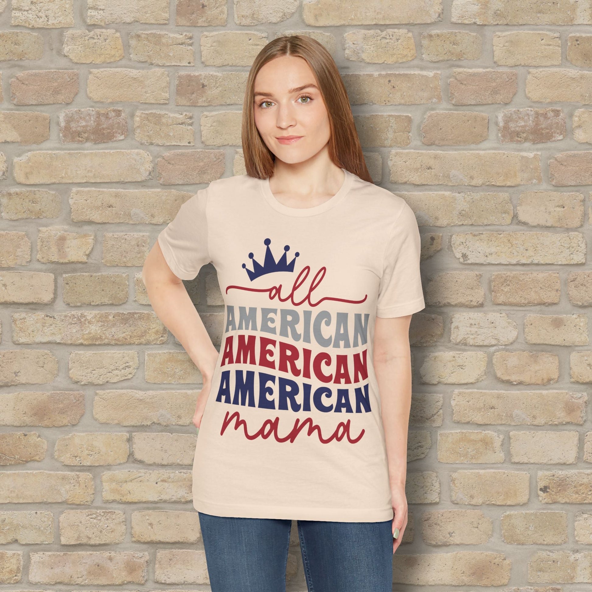 Mostly Text T-Shirts All American Mama Tee - Vibrant Styles
