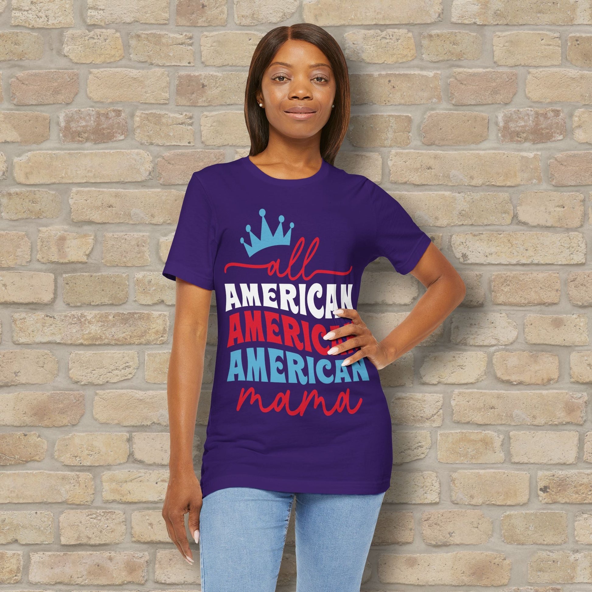 Mostly Text T-Shirts All American Mama Tee - Vibrant Styles