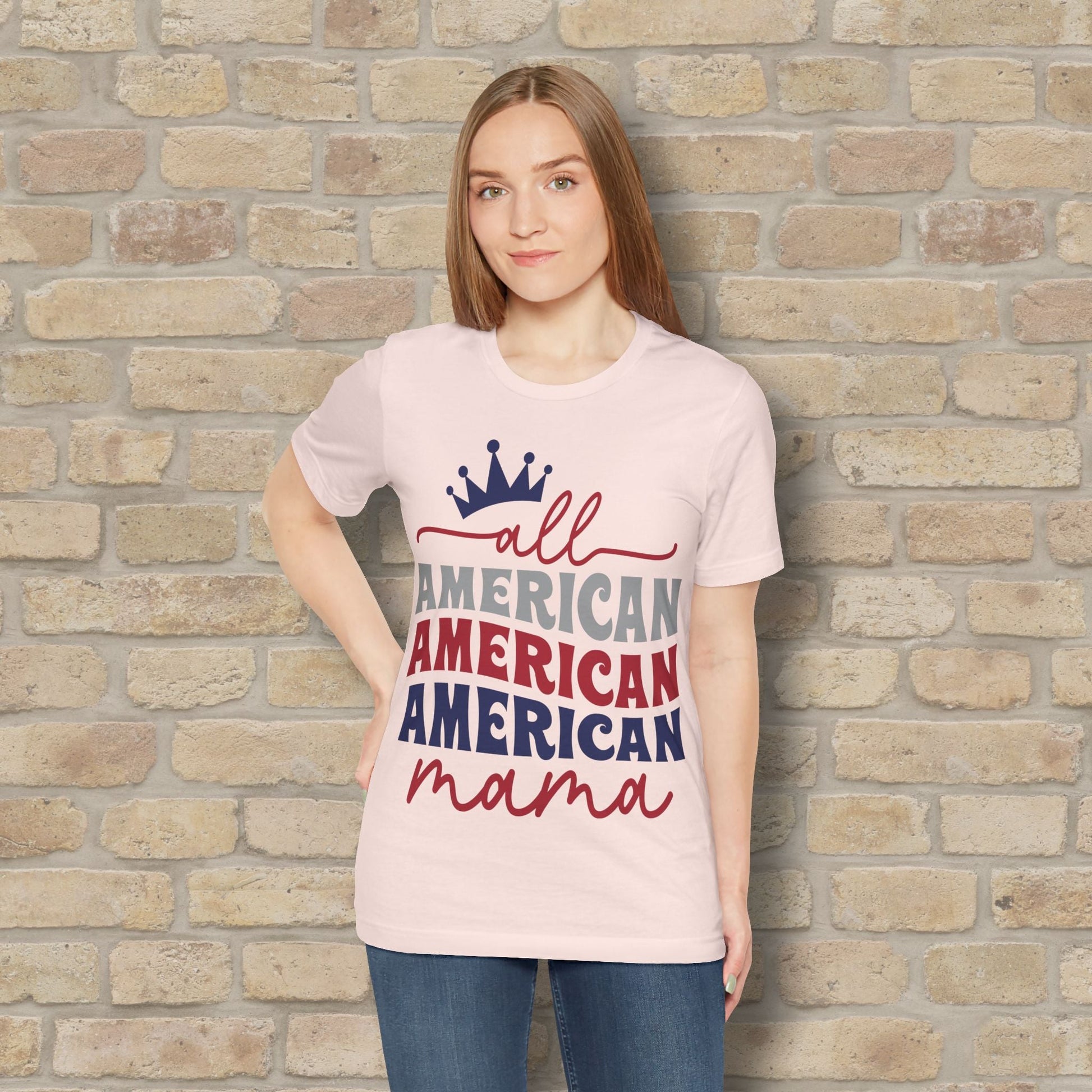 Mostly Text T-Shirts All American Mama Tee - Vibrant Styles