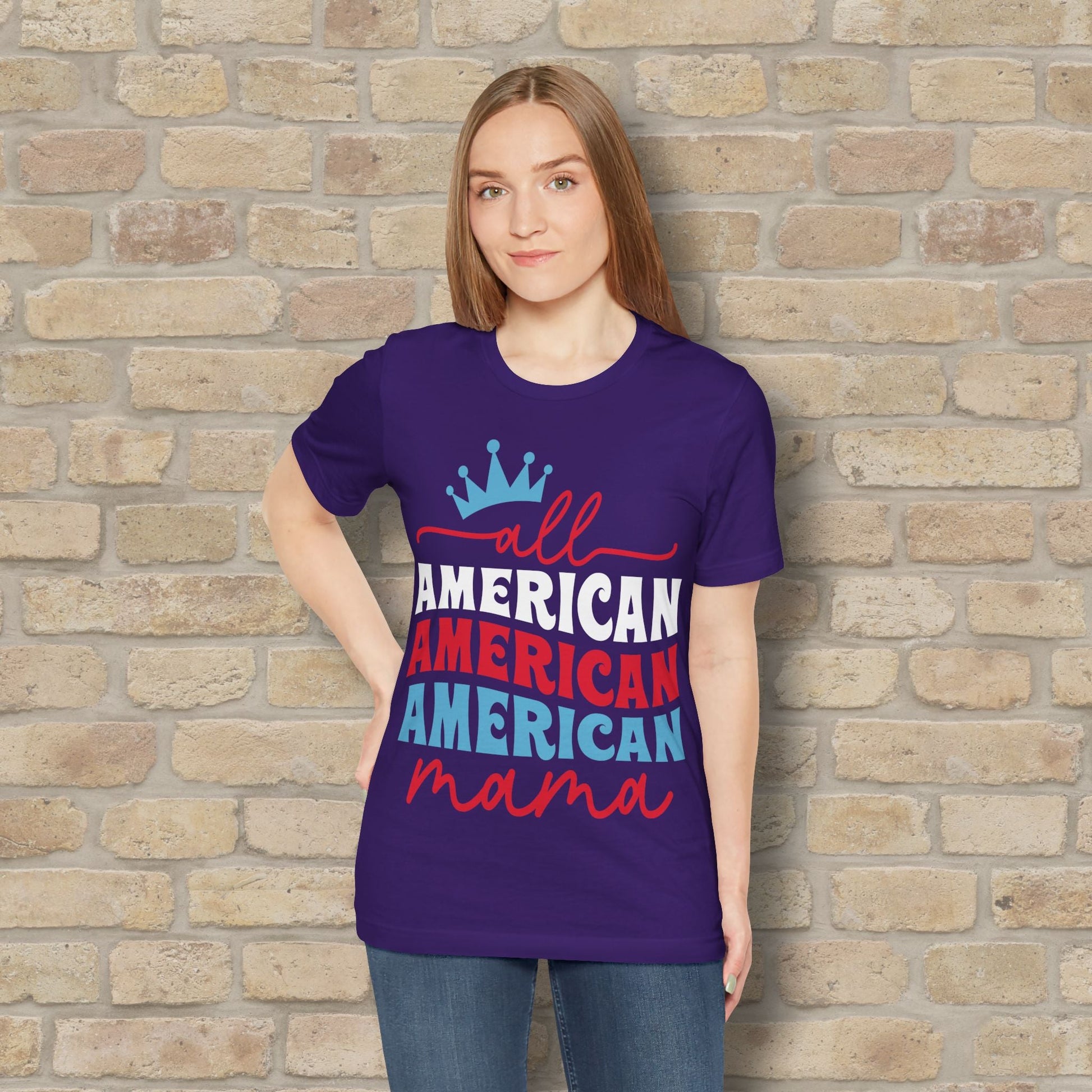 Mostly Text T-Shirts All American Mama Tee - Vibrant Styles
