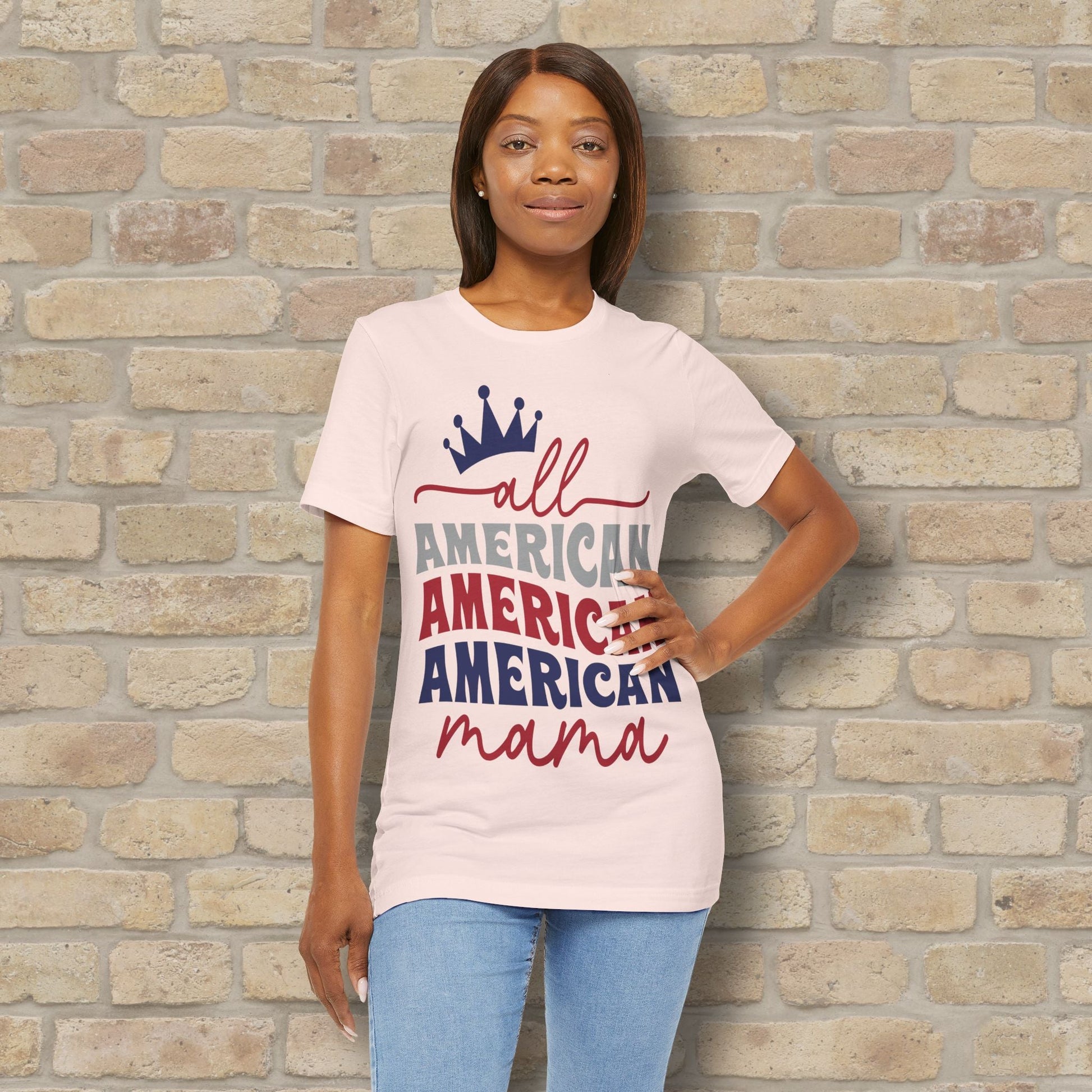 Mostly Text T-Shirts All American Mama Tee - Vibrant Styles