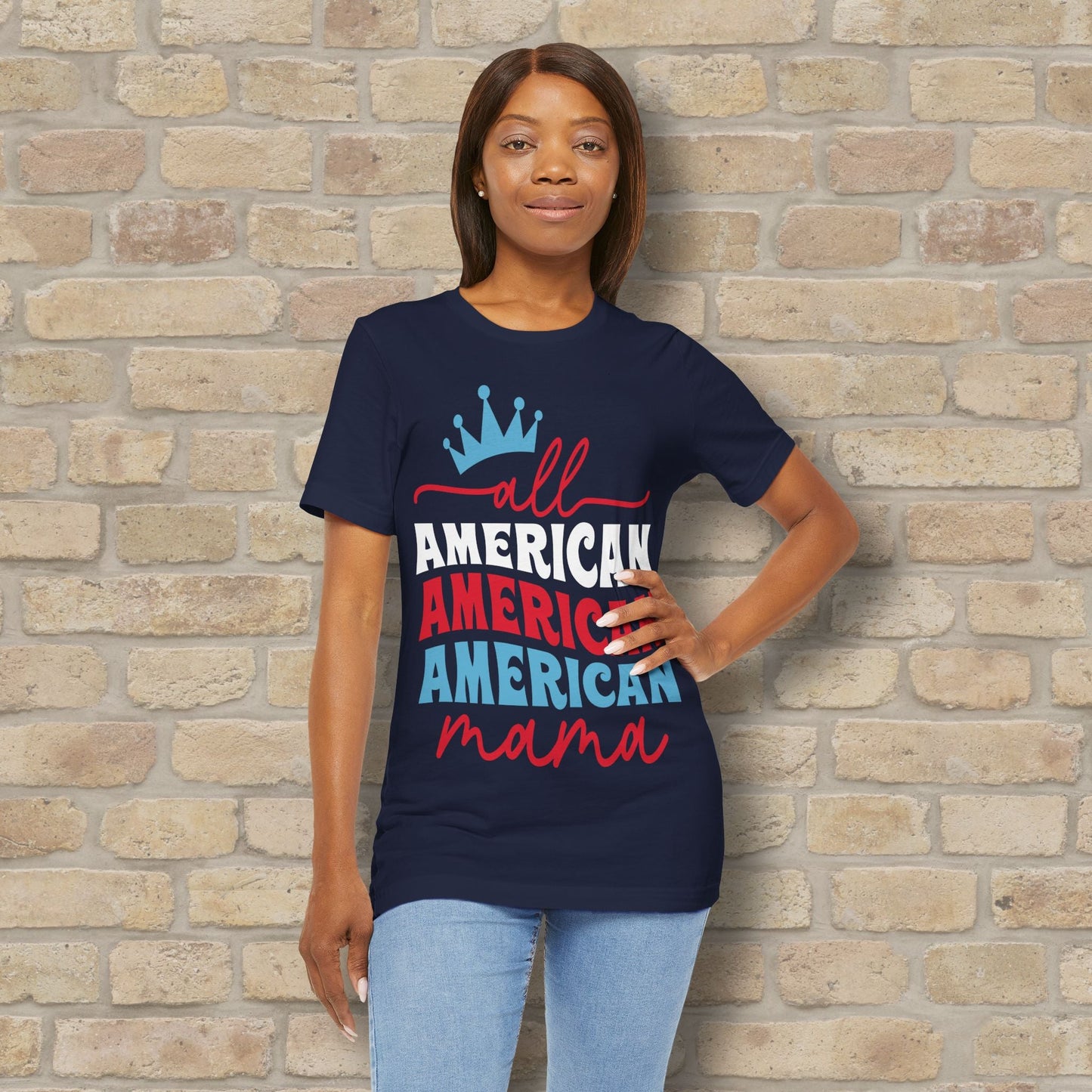 Mostly Text T-Shirts All American Mama Tee - Vibrant Styles