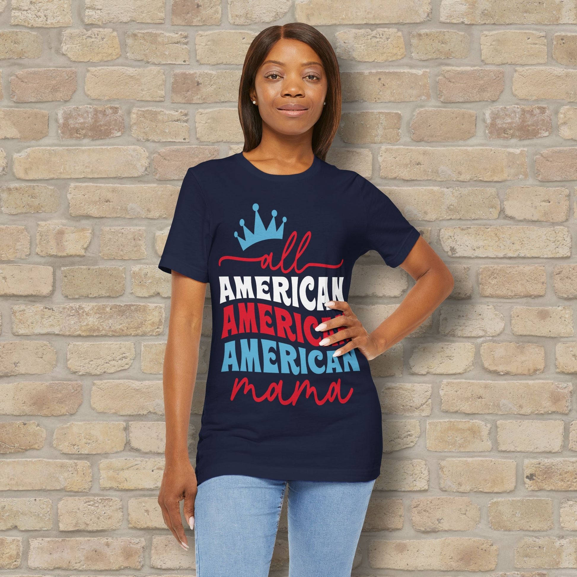 Mostly Text T-Shirts All American Mama Tee - Vibrant Styles