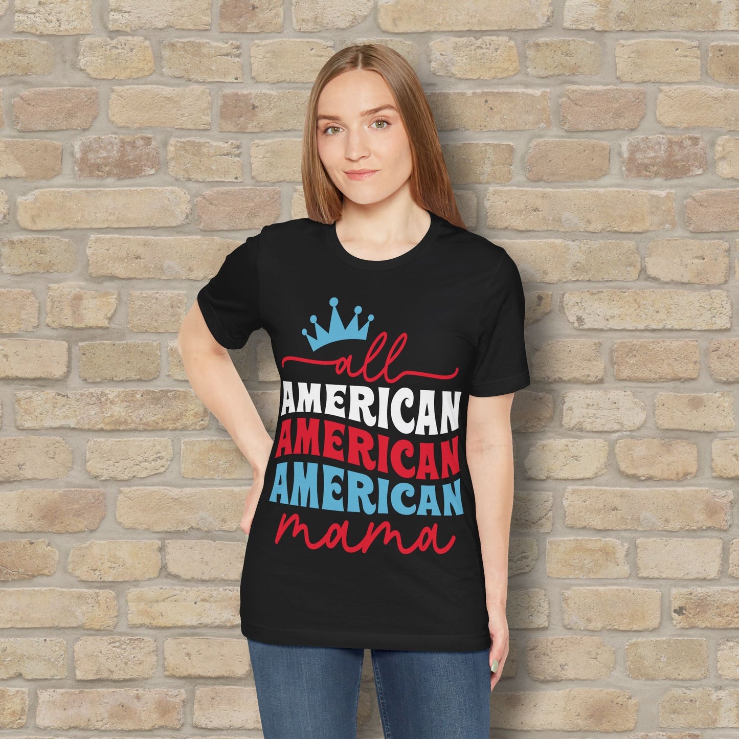 Mostly Text T-Shirts All American Mama Tee - Vibrant Styles
