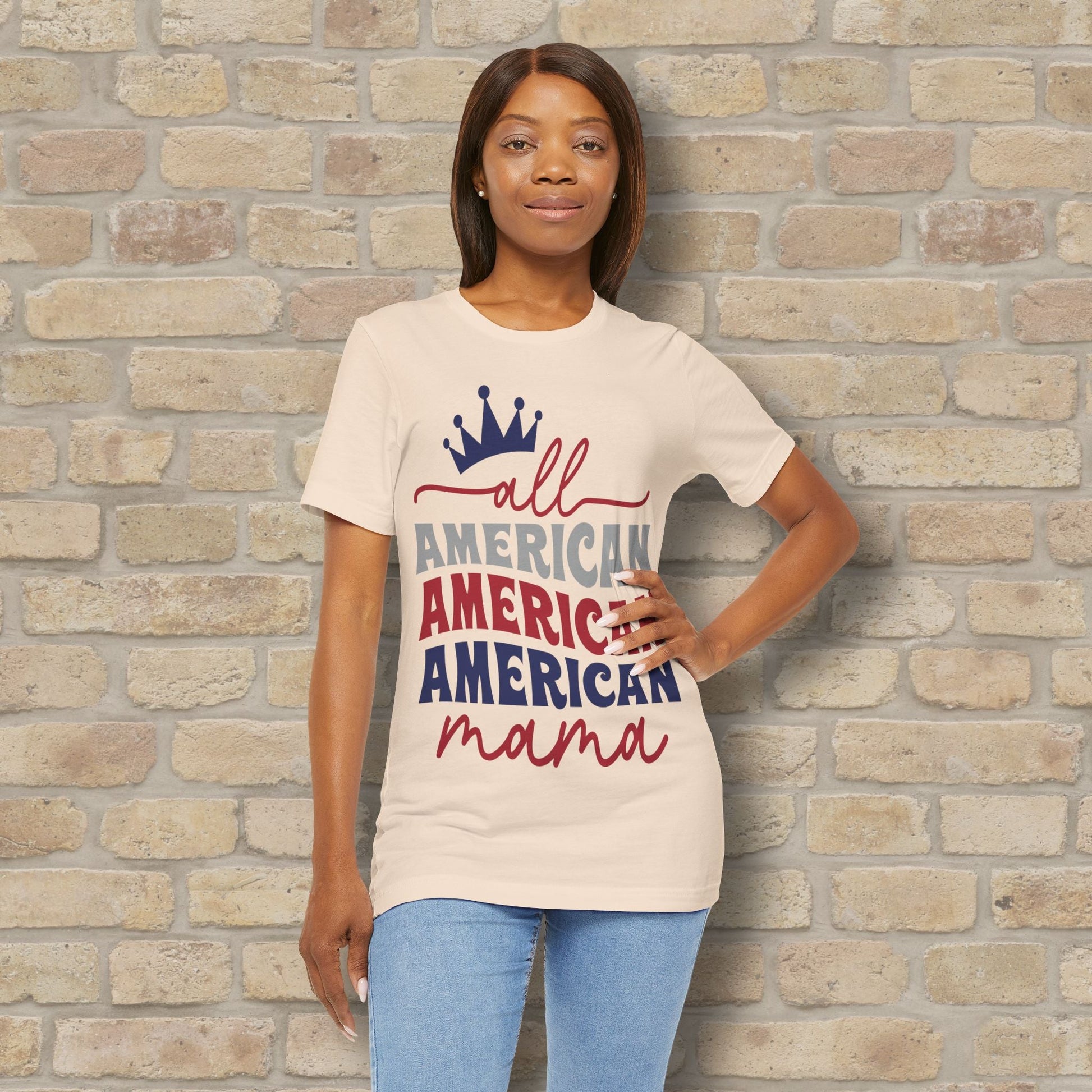 Mostly Text T-Shirts All American Mama Tee - Vibrant Styles