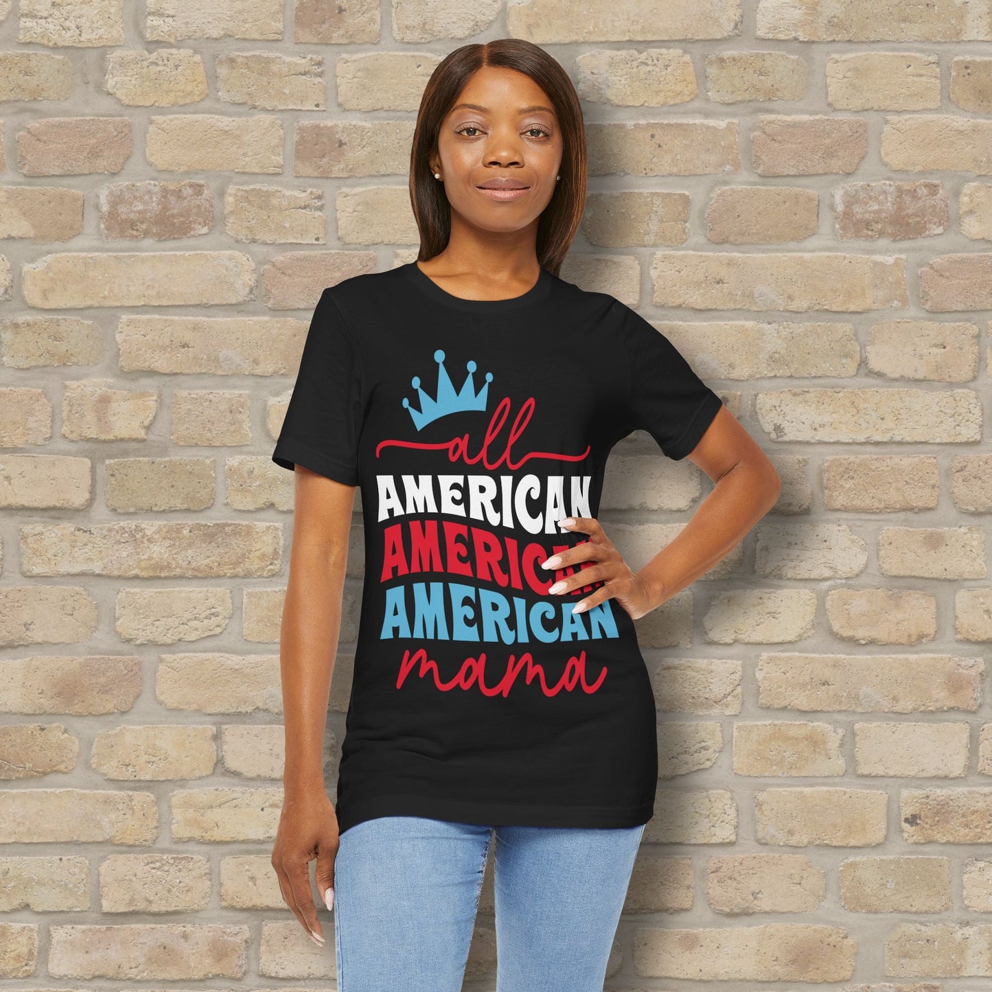 Mostly Text T-Shirts All American Mama Tee - Vibrant Styles