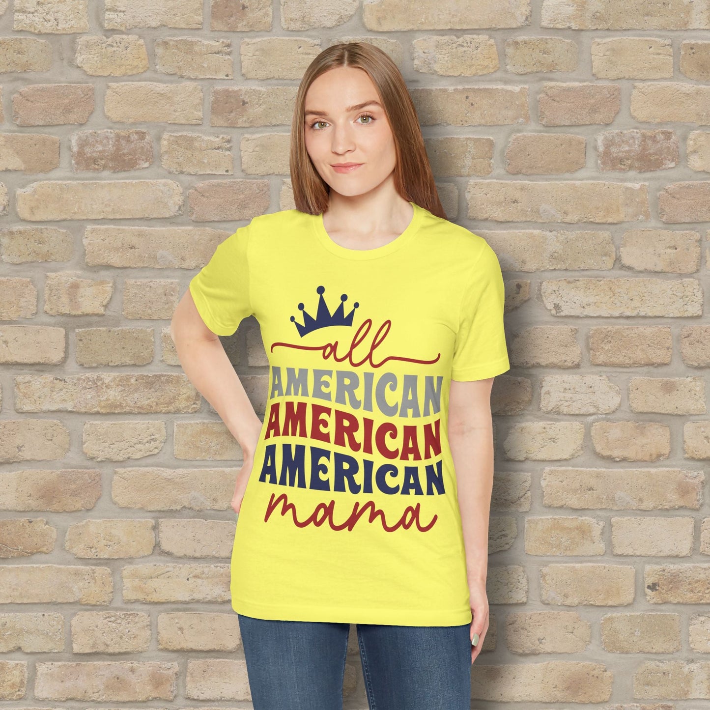 Mostly Text T-Shirts All American Mama Tee - Vibrant Styles