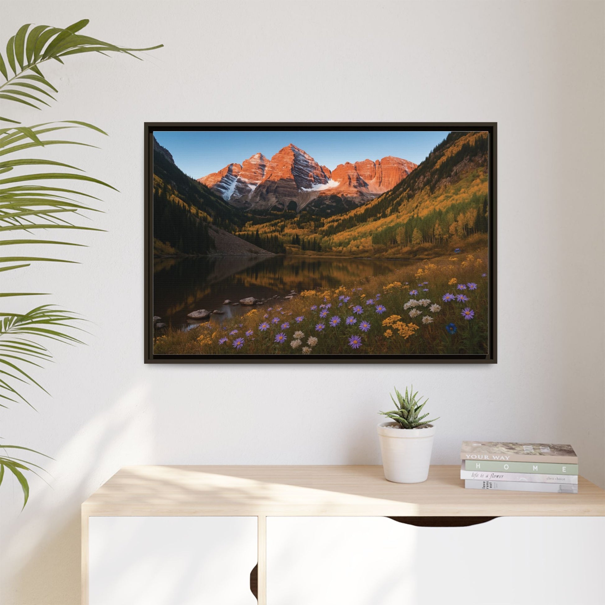 Canvas Alpenglow in Aspen Valley Matte Canvas, Pinewood Framed - Vibrant Styles