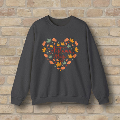 Graphic & Text Autumn Magic Heart Sweatshirt - Vibrant Styles
