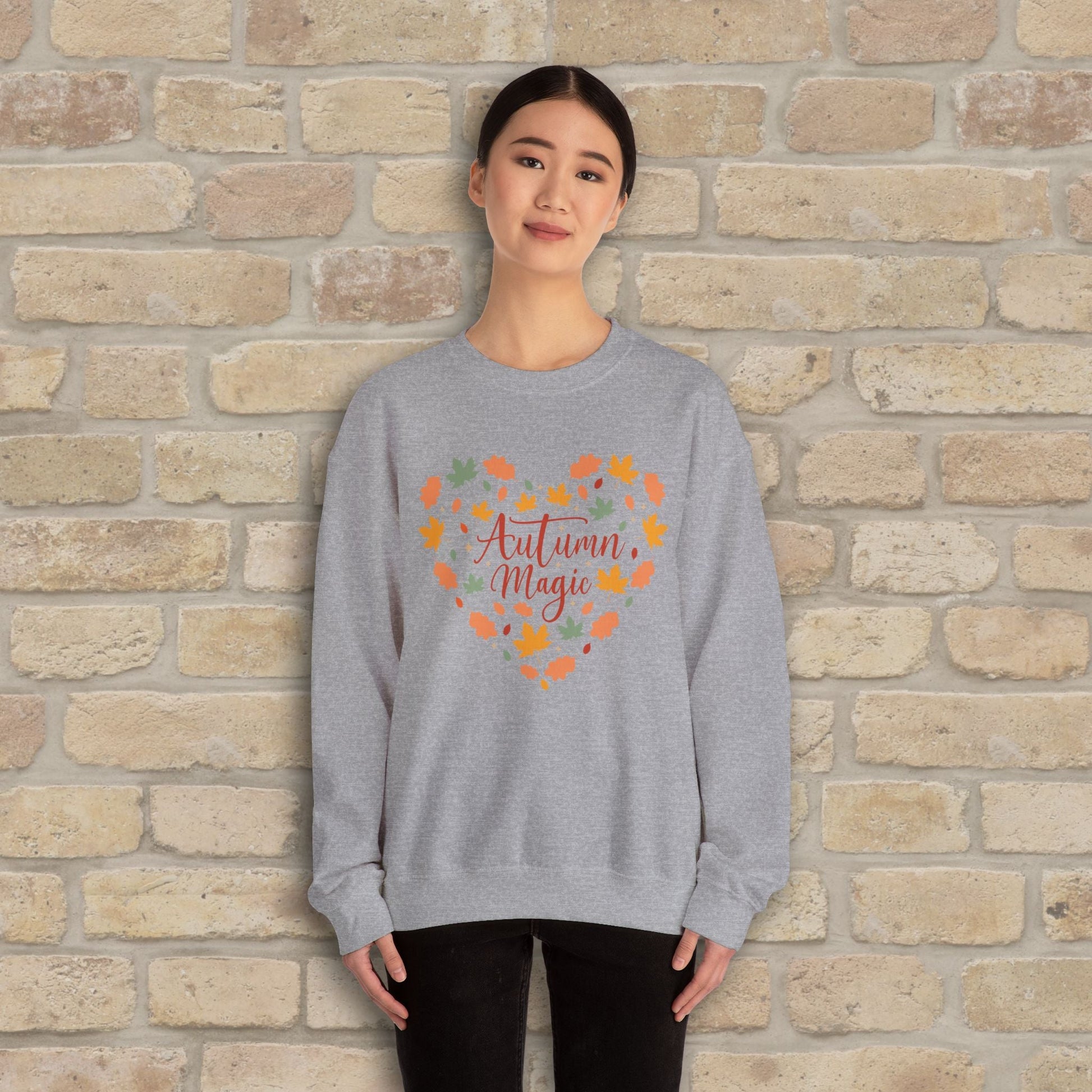 Graphic & Text Autumn Magic Heart Sweatshirt - Vibrant Styles
