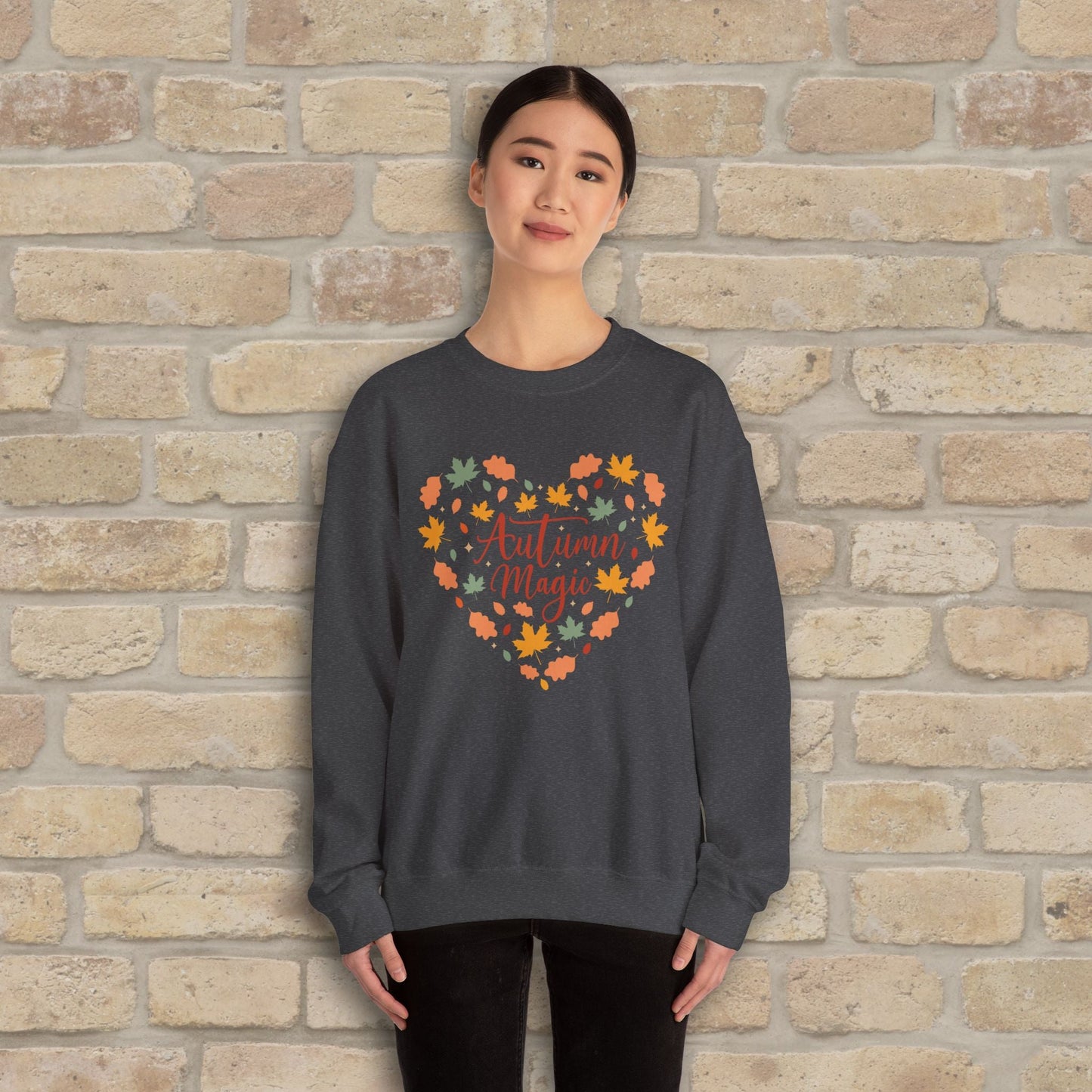 Graphic & Text Autumn Magic Heart Sweatshirt - Vibrant Styles