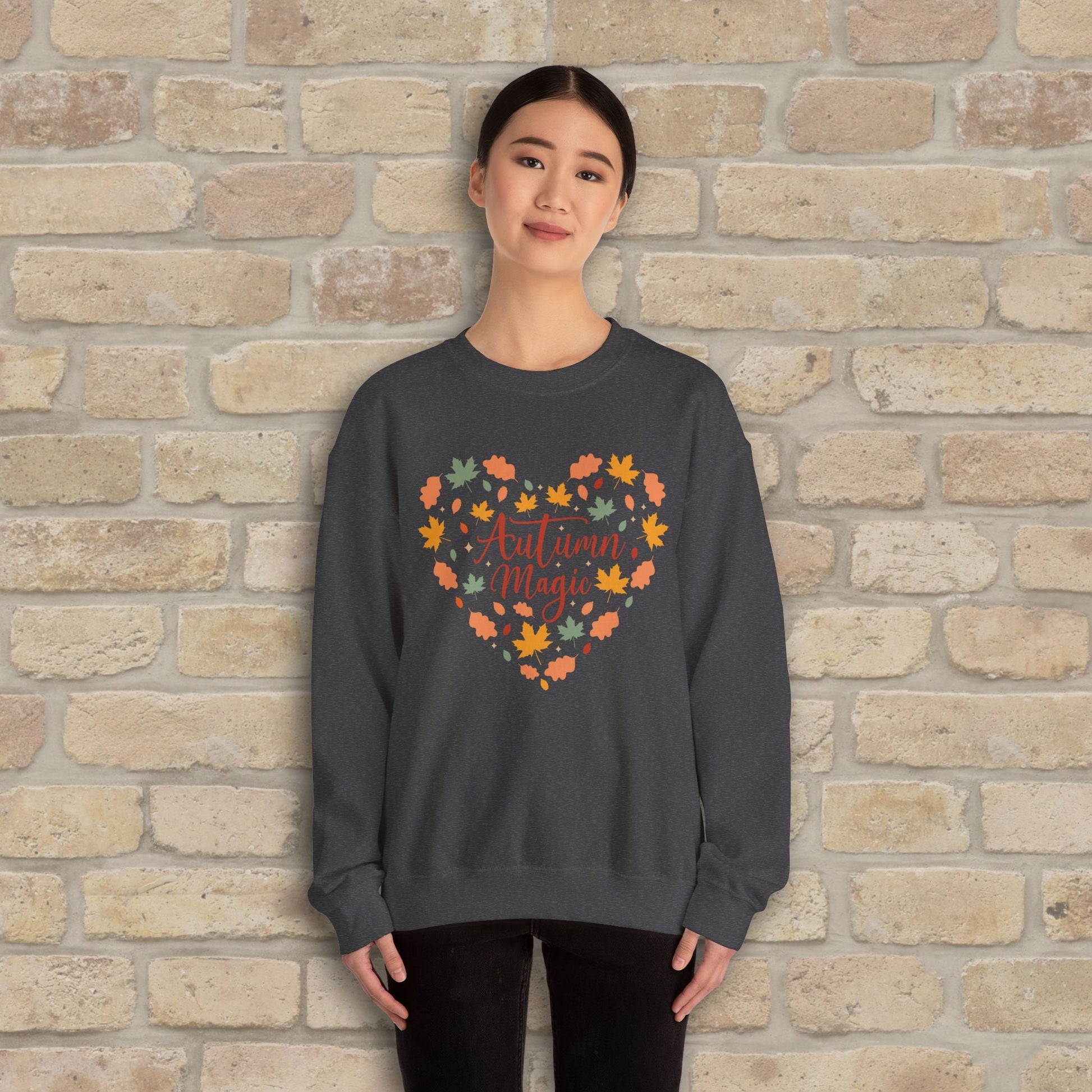Graphic & Text Autumn Magic Heart Sweatshirt - Vibrant Styles