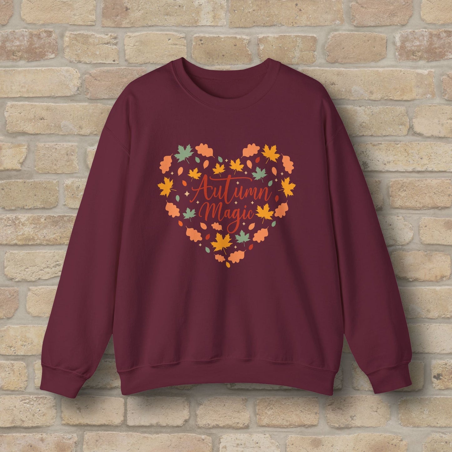 Graphic & Text Autumn Magic Heart Sweatshirt - Vibrant Styles