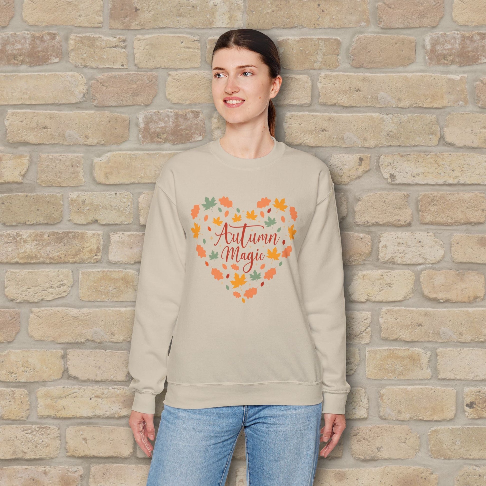 Graphic & Text Autumn Magic Heart Sweatshirt - Vibrant Styles