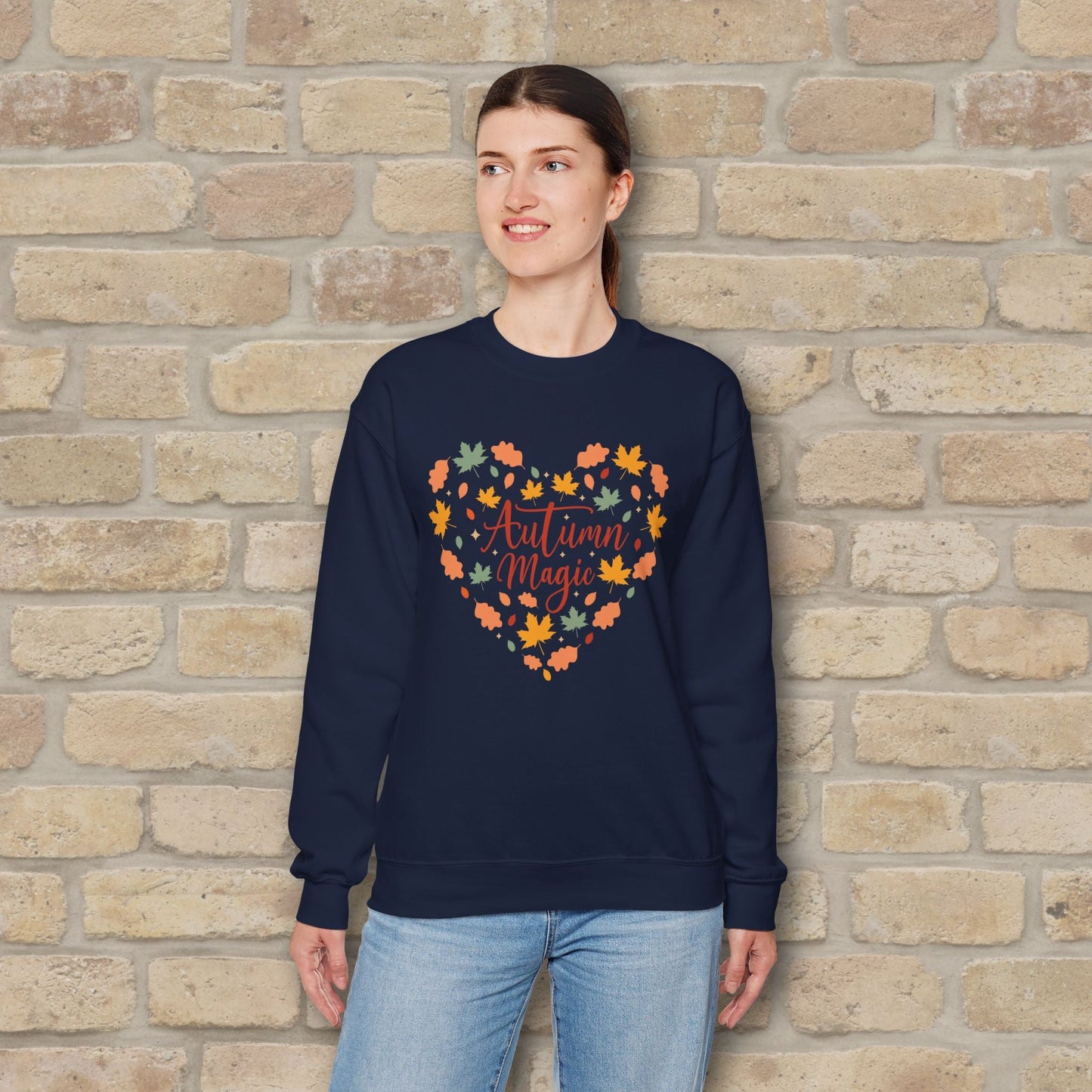 Graphic & Text Autumn Magic Heart Sweatshirt - Vibrant Styles