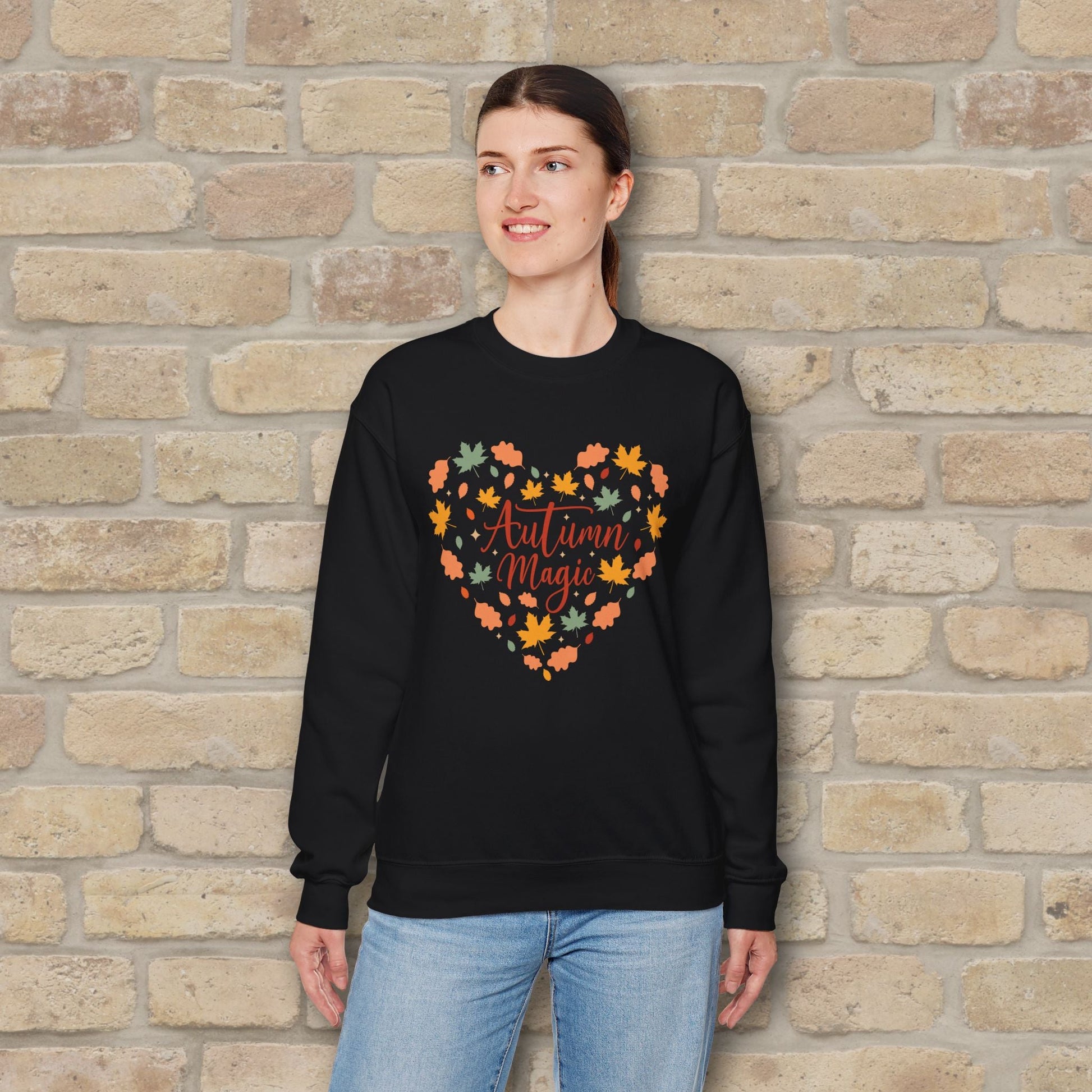 Graphic & Text Autumn Magic Heart Sweatshirt - Vibrant Styles