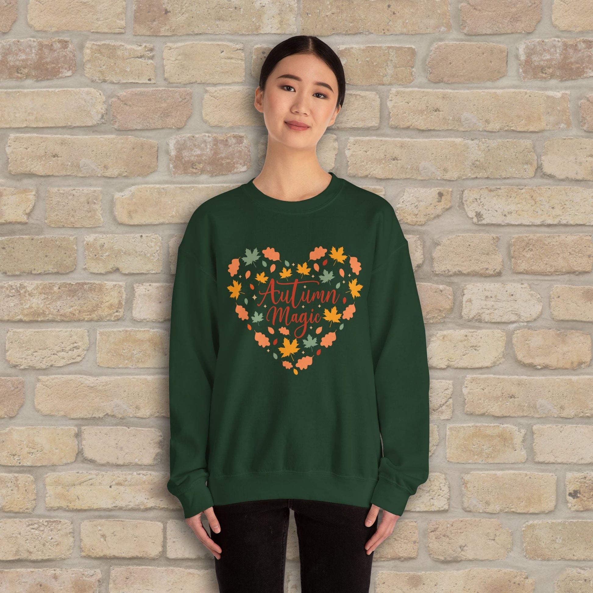 Graphic & Text Autumn Magic Heart Sweatshirt - Vibrant Styles