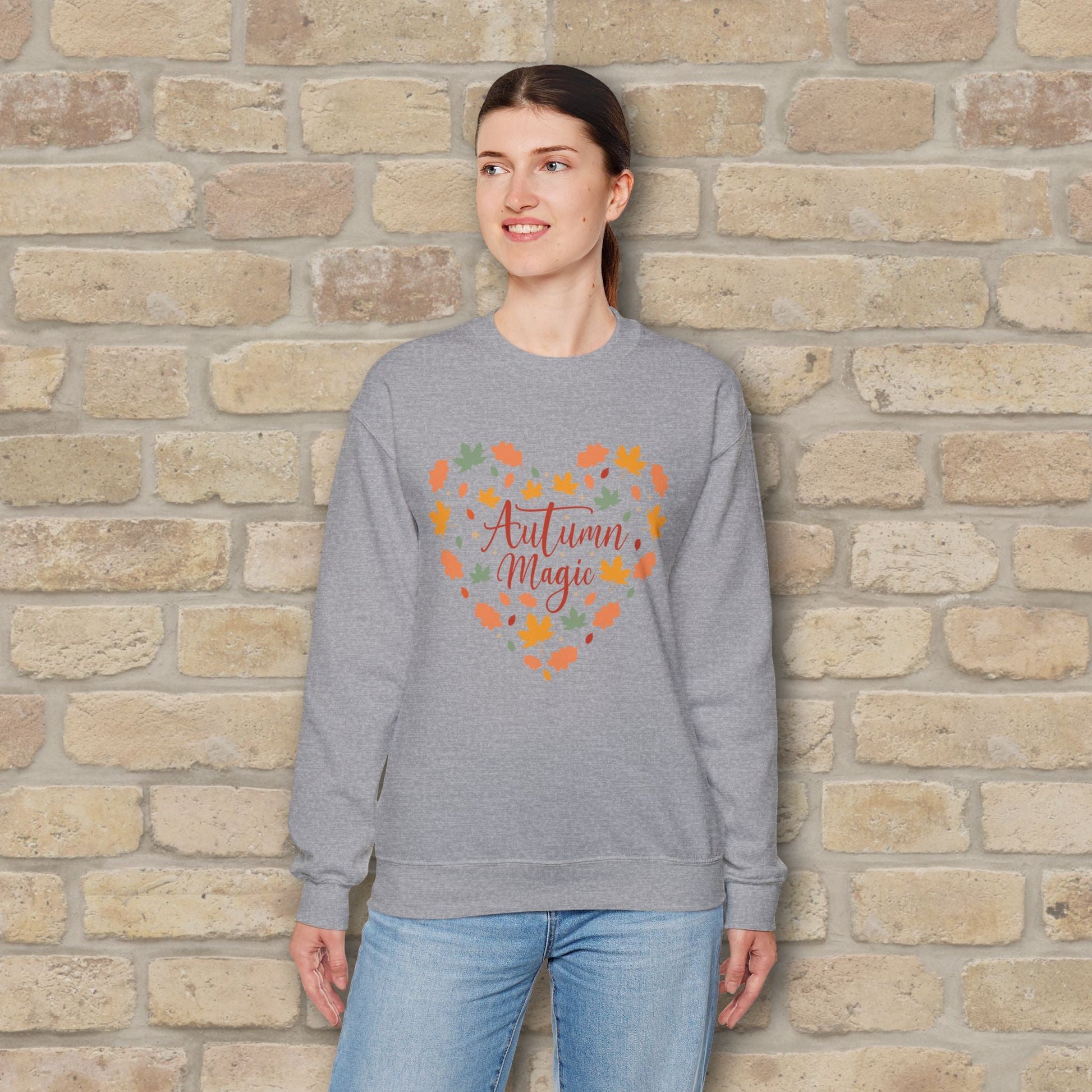 Graphic & Text Autumn Magic Heart Sweatshirt - Vibrant Styles
