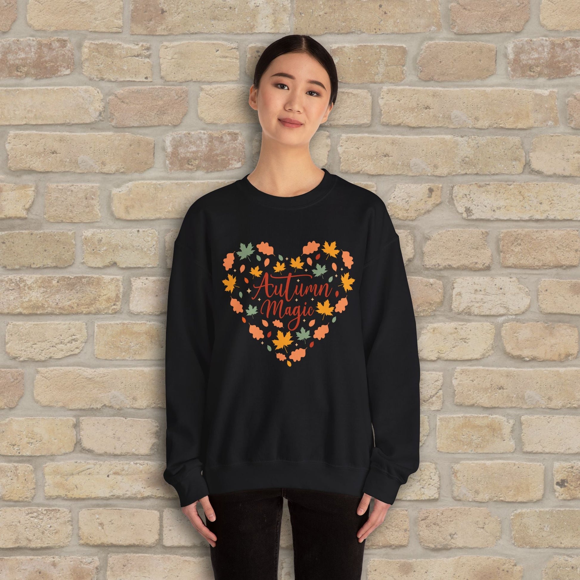 Graphic & Text Autumn Magic Heart Sweatshirt - Vibrant Styles
