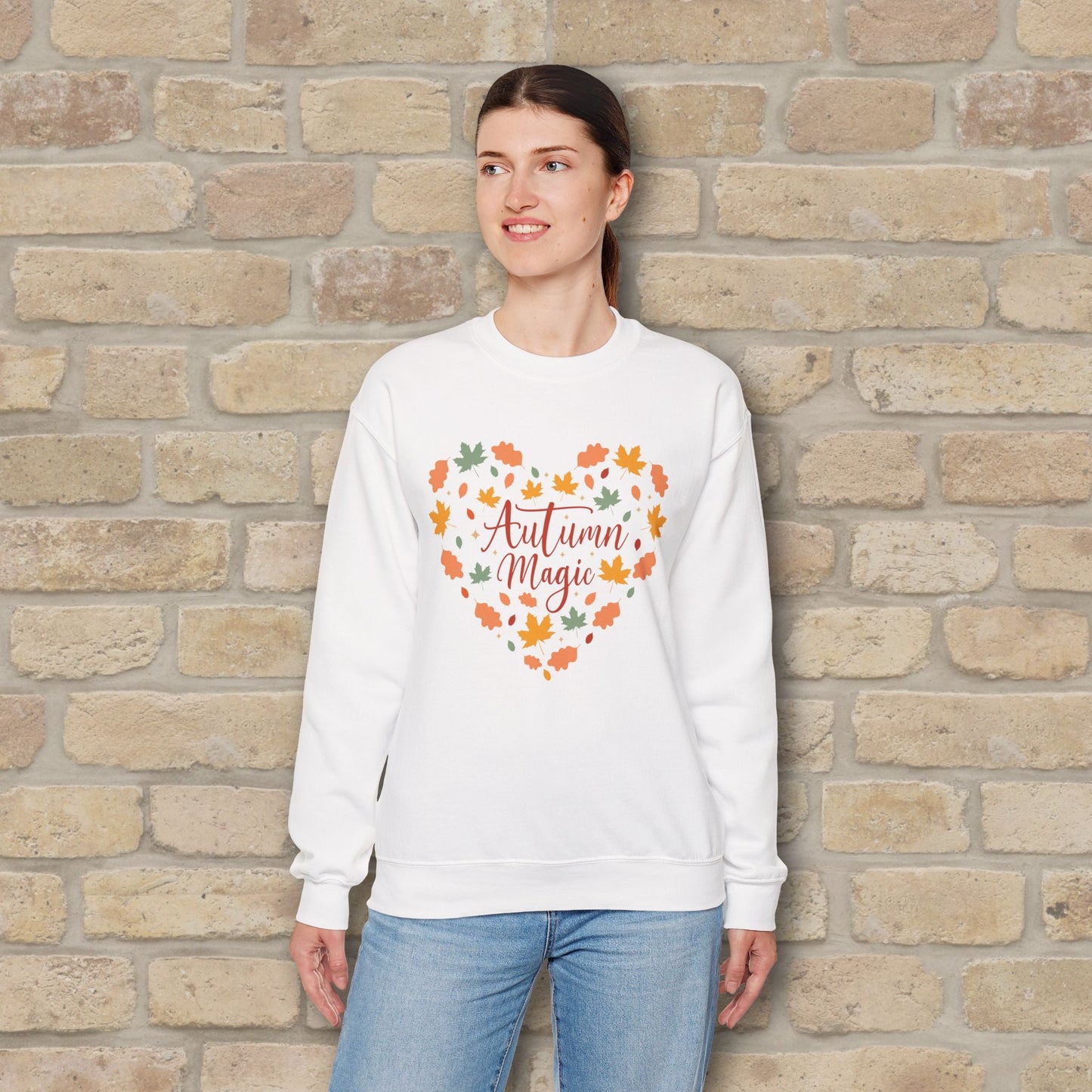 Graphic & Text Autumn Magic Heart Sweatshirt - Vibrant Styles