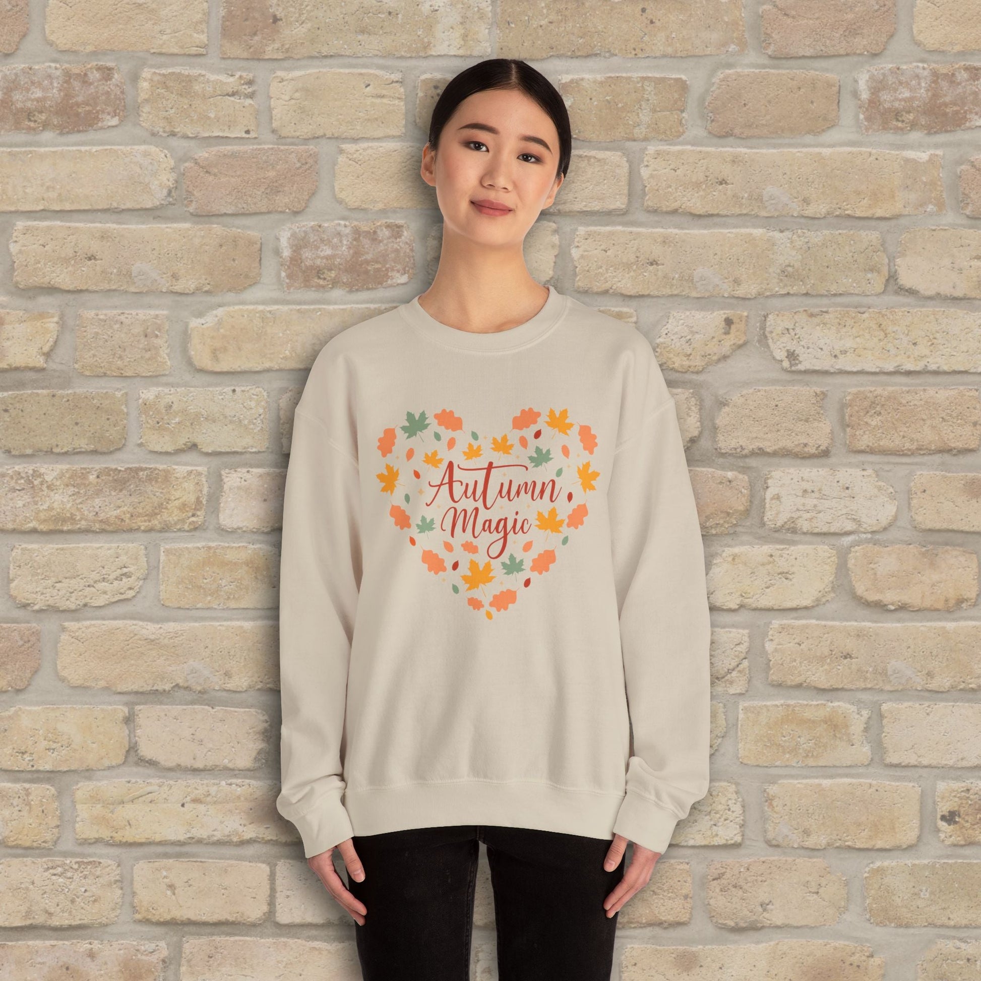 Graphic & Text Autumn Magic Heart Sweatshirt - Vibrant Styles