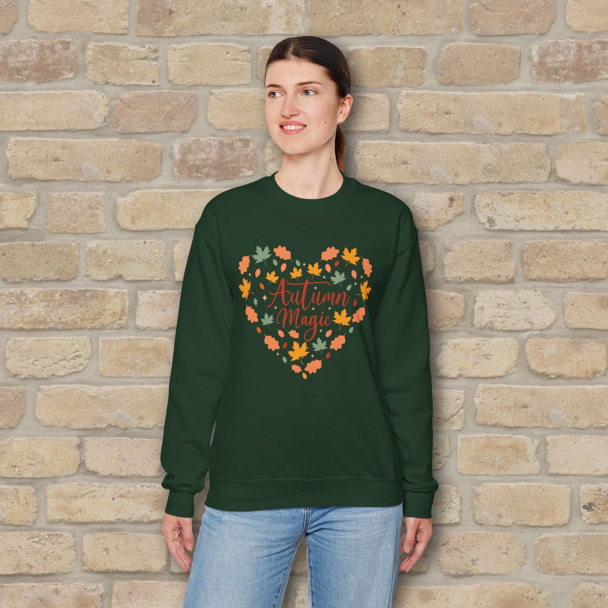 Graphic & Text Autumn Magic Heart Sweatshirt - Vibrant Styles