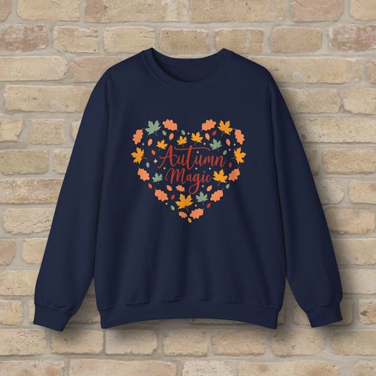 Graphic & Text Autumn Magic Heart Sweatshirt - Vibrant Styles
