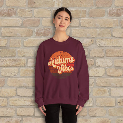 Graphic & Text Autumn Sunset Vibes Sweatshirt - Vibrant Styles