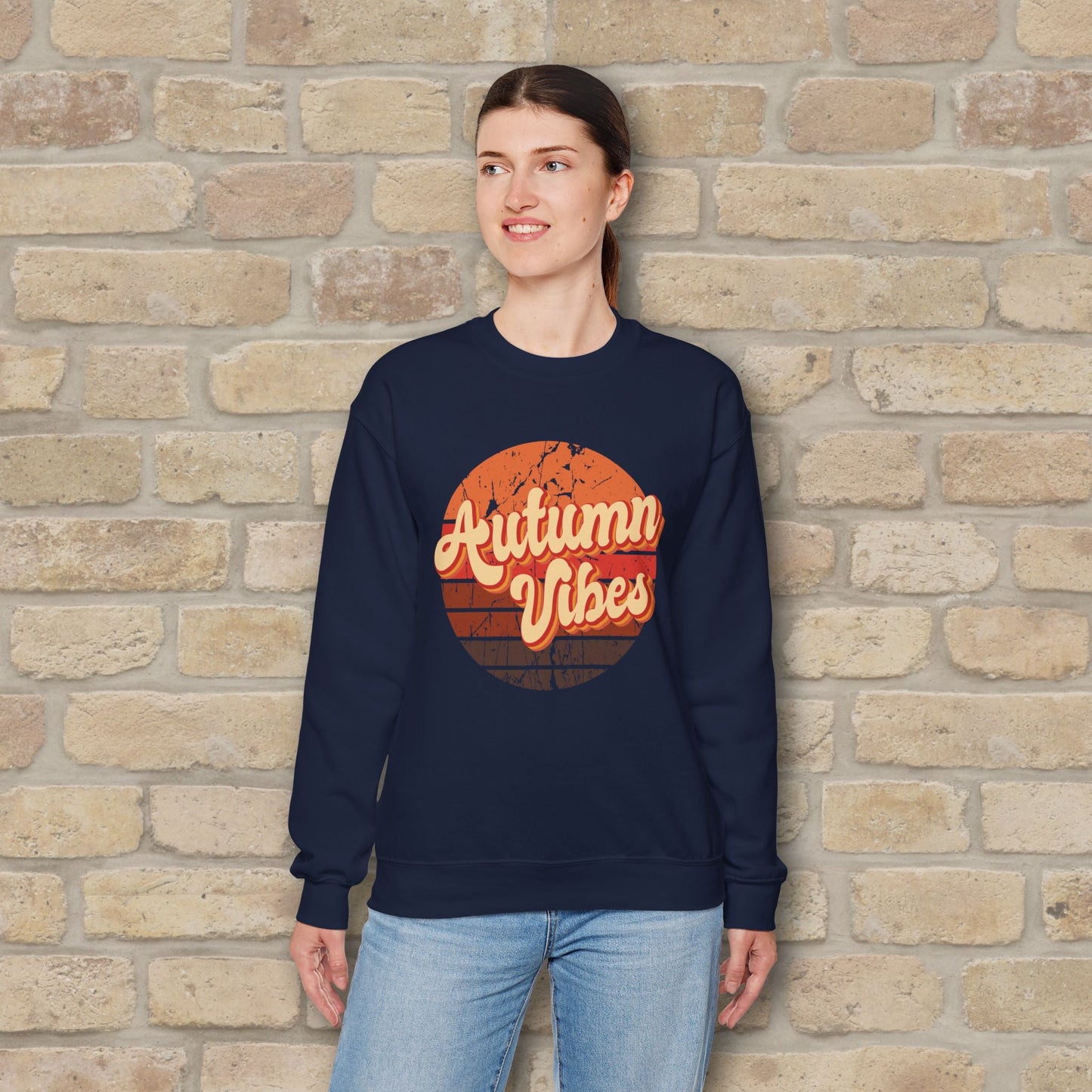 Graphic & Text Autumn Sunset Vibes Sweatshirt - Vibrant Styles