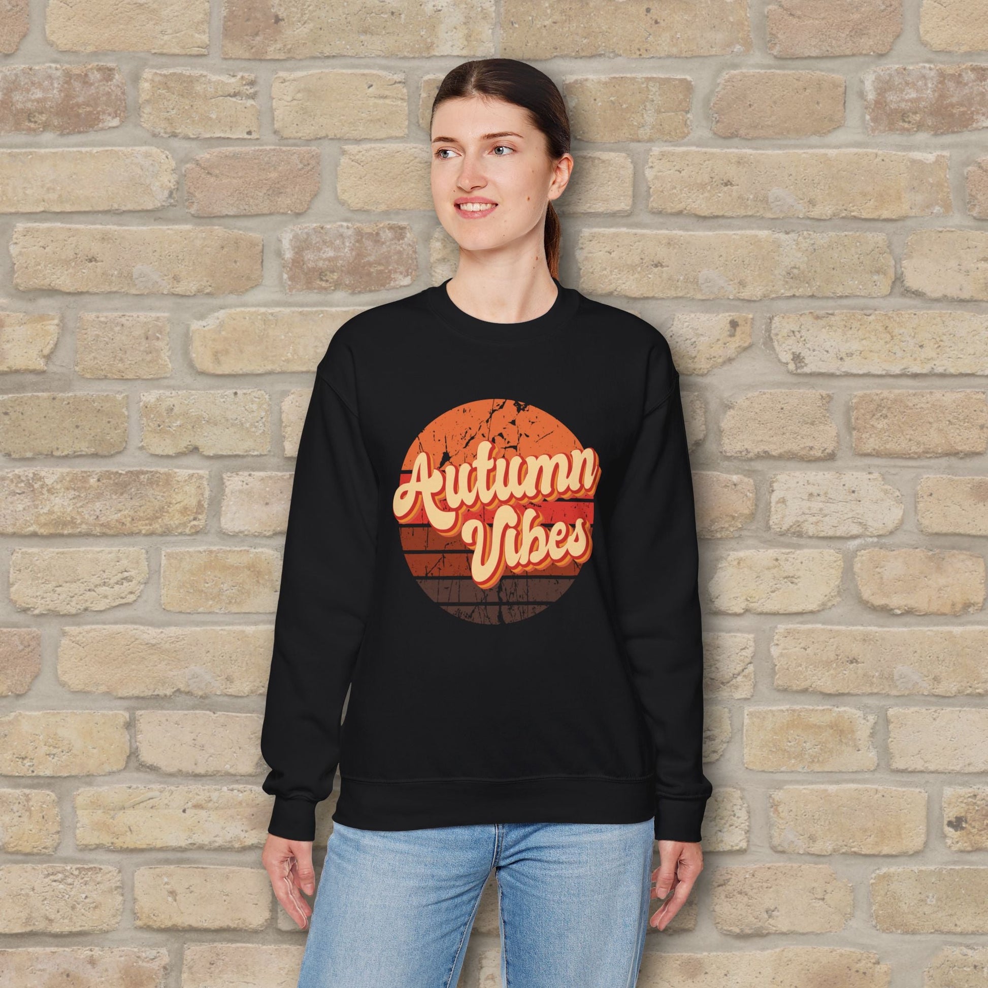 Graphic & Text Autumn Sunset Vibes Sweatshirt - Vibrant Styles