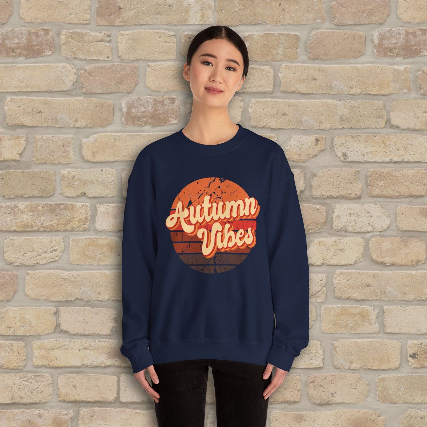 Graphic & Text Autumn Sunset Vibes Sweatshirt - Vibrant Styles