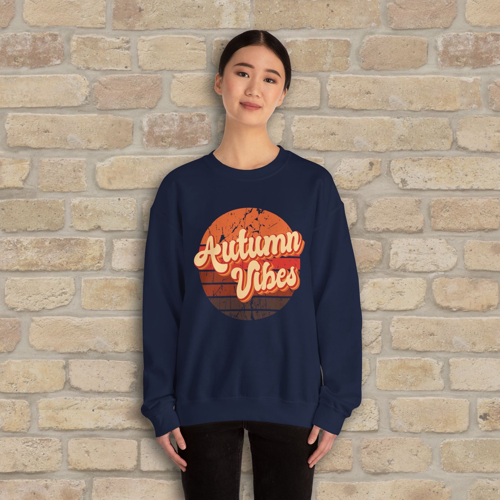 Graphic & Text Autumn Sunset Vibes Sweatshirt - Vibrant Styles