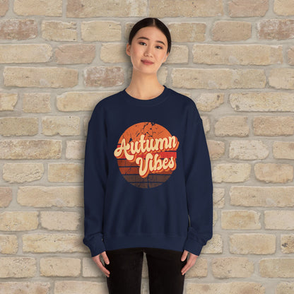Graphic & Text Autumn Sunset Vibes Sweatshirt - Vibrant Styles