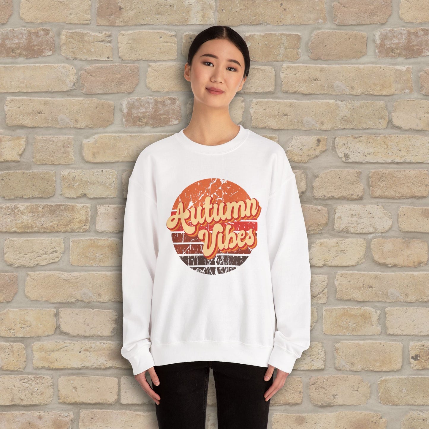 Graphic & Text Autumn Sunset Vibes Sweatshirt - Vibrant Styles