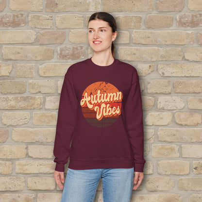 Graphic & Text Autumn Sunset Vibes Sweatshirt - Vibrant Styles