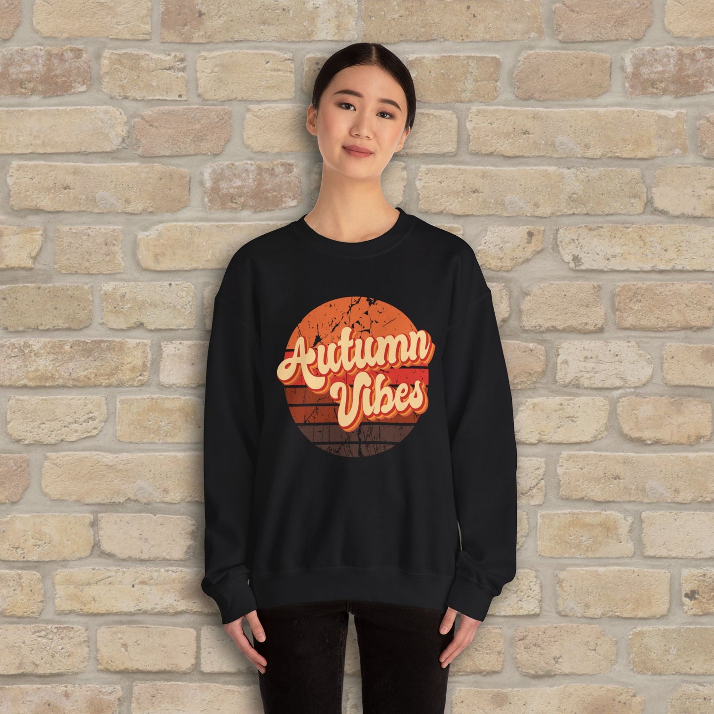 Graphic & Text Autumn Sunset Vibes Sweatshirt - Vibrant Styles
